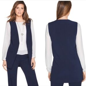 White House Black Market Open Vest Navy Blue Women's 4/S